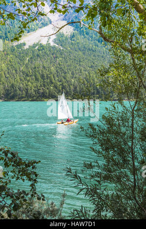 sailing boat, lake walchen Stock Photo