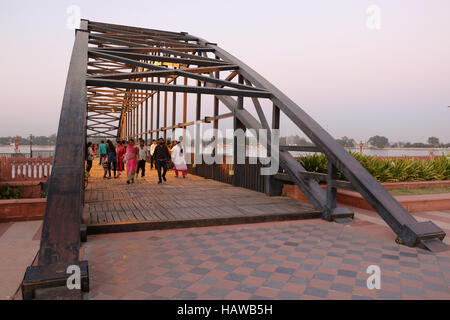 Tourists are enjoying on the bridge Stock Photo