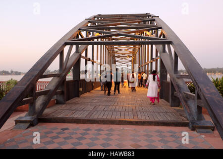 Tourists are enjoying on the bridge Stock Photo