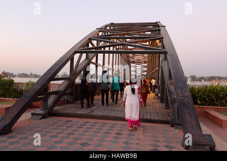 Tourists are enjoying on the bridge Stock Photo