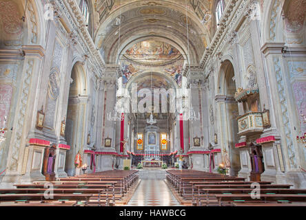 BRESCIA, ITALY - MAY 23, 2016: The nave of Sant'Afra church. Stock Photo