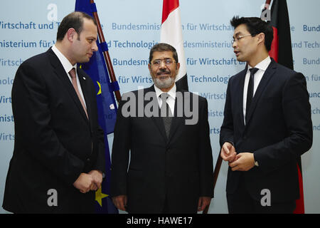 Minister Roesler and Egyptian president Mursi Stock Photo