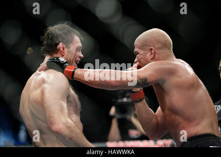 Forrest Griffin, left, fights Tito Ortiz at UFC 106 at the Mandalay Events Center on November 21, 2009 in Las Vegas, Nevada. Photo Credit: Francis Specker Stock Photo