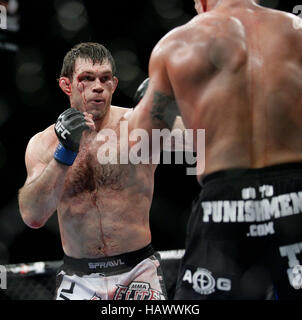 Forrest Griffin, left, fights Tito Ortiz at UFC 106 at the Mandalay Events Center on November 21, 2009 in Las Vegas, Nevada. Photo Credit: Francis Specker Stock Photo