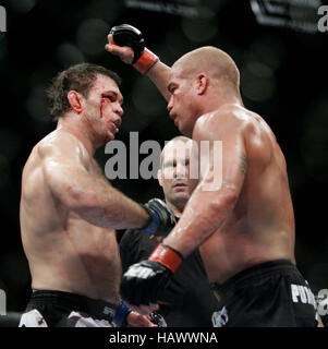 Forrest Griffin, left, fights Tito Ortiz at UFC 106 at the Mandalay Events Center on November 21, 2009 in Las Vegas, Nevada. Photo Credit: Francis Specker Stock Photo
