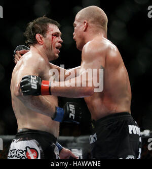 Forrest Griffin, left, fights Tito Ortiz at UFC 106 at the Mandalay Events Center on November 21, 2009 in Las Vegas, Nevada. Photo Credit: Francis Specker Stock Photo