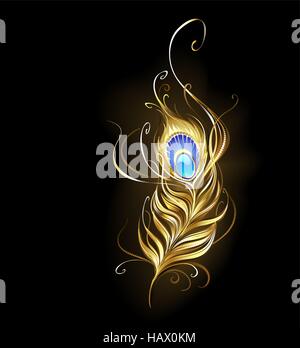 Gold Peacock Feather Design on White Background Stock Vector Image & Art -  Alamy