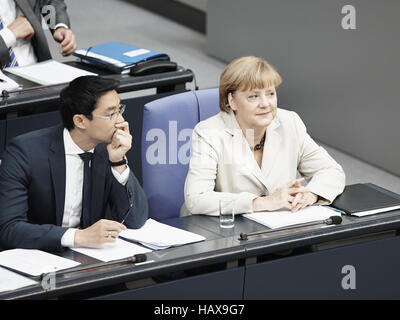 Government statemen at the German Parlament Stock Photo