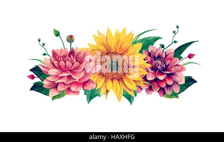 Watercolor flowers vector. Floral bouquet clip art Stock Vector
