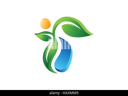 people plant nature leaf logo, health people symbol icon, wellness concept vector design Stock Vector