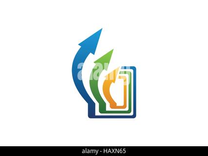 abstract arrows success direction logo icon, square finance business symbol vector design Stock Vector