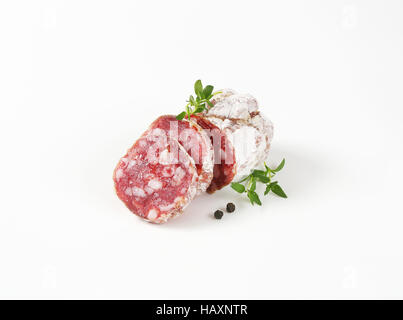 French Saucisson Sec - dry cured sausage Stock Photo