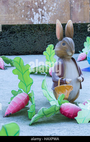 Christmas Festival of Light at Longleat to celebrate the Safari Park's 50th anniversary with the theme of Beatrix Potter. Peter rabbit in garden Stock Photo