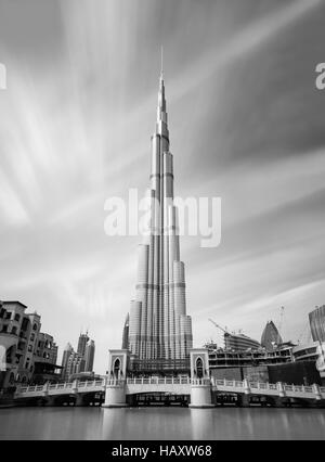 DUBAI, UNITED ARAB EMIRATES - FEBRUARY 29, 2016: View on Burj Khalifa tallest building in the world,Dubai,United Arab Emirates Stock Photo