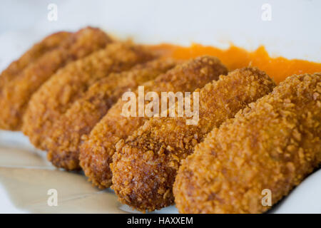 Spanish appetizer: croquettes serving. Stock Photo
