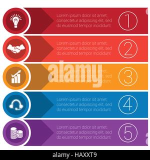 Templates infographics from arrows of circles and strips business concept for five positions. Stock Vector