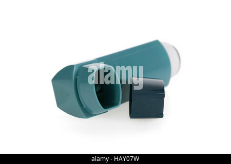 Asthma inhaler isolated on a white background Stock Photo