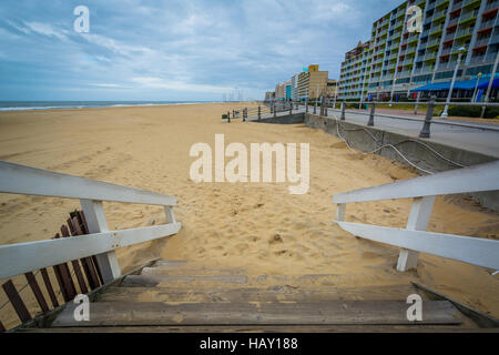 Stairway to the beach, in Virginia Beach, Virginia. Stock Photo