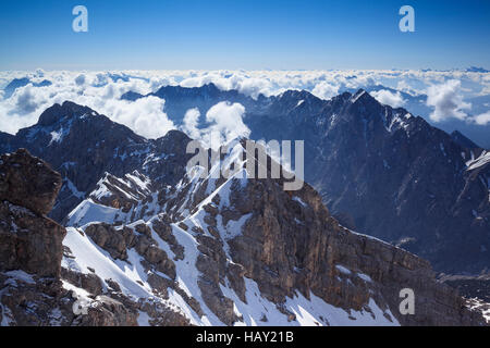 View from Mount Zugspitze to the Eastern Alps. Garmisch-Partenkirchen. Upper Bavaria. Germany. Stock Photo