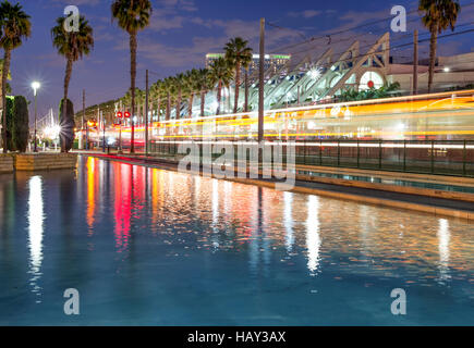 San Diego Trolley motion blur. Downtown San Diego, California, USA. Stock Photo