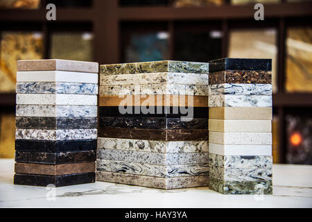 Kitchen countertop for modern design, made of granite and marble tiles Stock Photo