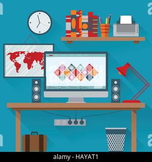 Vector illustration of office has a computer Stock Vector