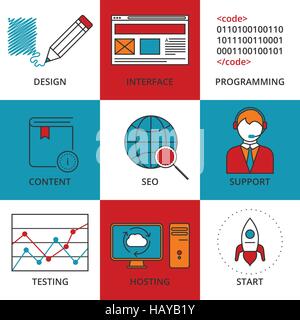 Vector illustration of a set linear icons Stock Vector