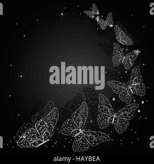 Silver butterflies on dark background Stock Vector Image & Art - Alamy