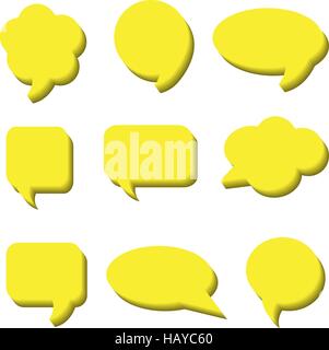 Blank empty white speech bubbles. Volumetric Stickers of speech bubbles vector set Stock Vector