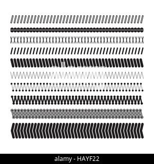 Simple zigzag underlines. A set of geometric decorative elements Stock Vector
