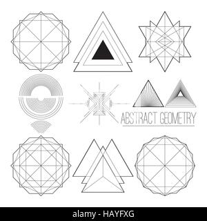 Set with simple separate abstract vector figures with title Stock Vector