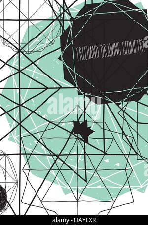 Simple background, poster with lines handwork font, abstract geo Stock Vector