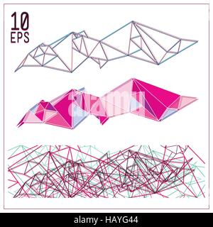 Set of simple geometric abstract colorful figure with triangles Stock Vector