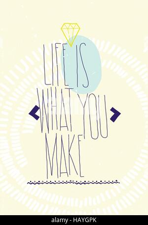 Simple inspirational motivating quotes poster with diamond, dood Stock Vector