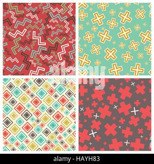 flat geometric shapes in seamless pattern Stock Vector