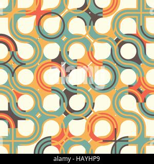 seamless pattern with circle wavy ornament Stock Vector