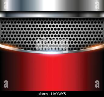 Elegant metallic background, perforated pattern red vector illustration Stock Vector