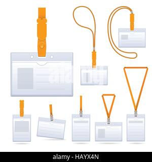 Lanyard, name tag holder end badge templates Stock Vector