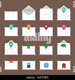 Envelopes icons set Stock Vector
