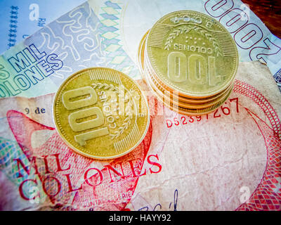 Costa Rican Colones Coins Currency Stock Photo - Alamy