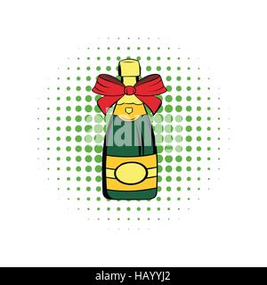 Bottle of champagne comics icon Stock Vector