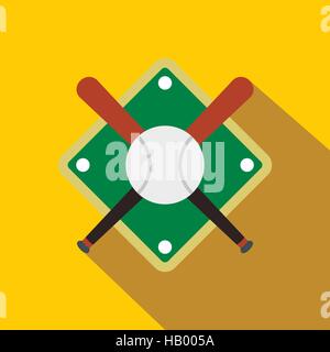 Baseball bats and ball on baseball field icon Stock Vector