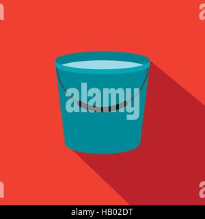 Bucket full of water flat icon Stock Vector