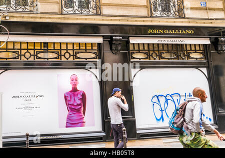 street scene in front of john galliano flagship store, marais district Stock Photo