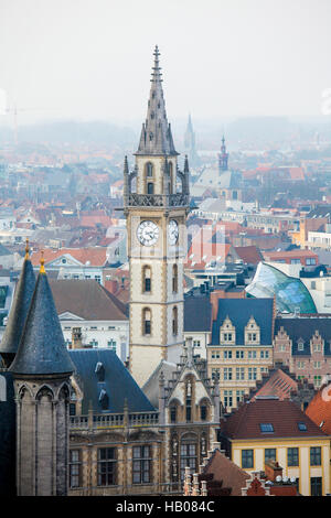 Tower of the Old Post Building in Ghent, Flanders, Belgium Stock Photo
