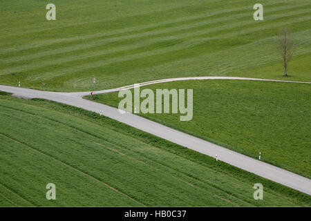 Roads in agricultural landscape, Bavaria, DE Stock Photo