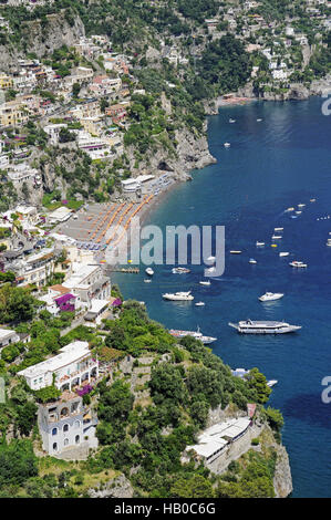 Italy Campania Positano Panoramic Sight Of The Town Stock Photo - Alamy