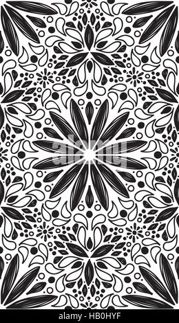 Abstract geometric seamless pattern with hand drow flowers Stock Vector