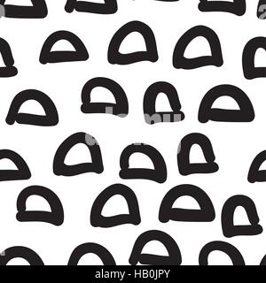 Vector hand-painted seamless pattern with halfcircle, doodle Stock Vector