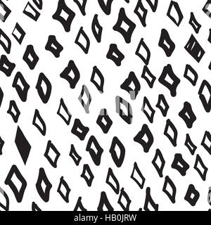 Vector hand-painted seamless pattern with abstract rhombus doodl Stock Vector